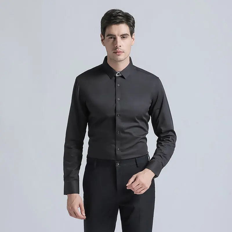High Quality 2019 Brand New Arrivals Men's Regular Fit Long Sleeves Shirt Men Cotton Blend Mens Business Metting Shirts