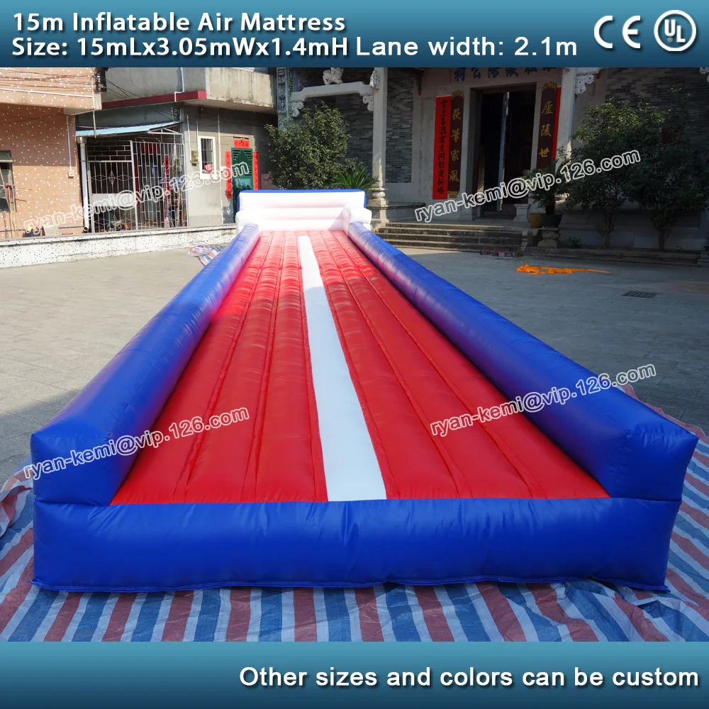 Pаспродажа Надувной воздушный матрас длиной 15 м, надувной коврик для упражнений, 50 футов, надувной воздушный трек, гимнастический мат-батут с вентилято...