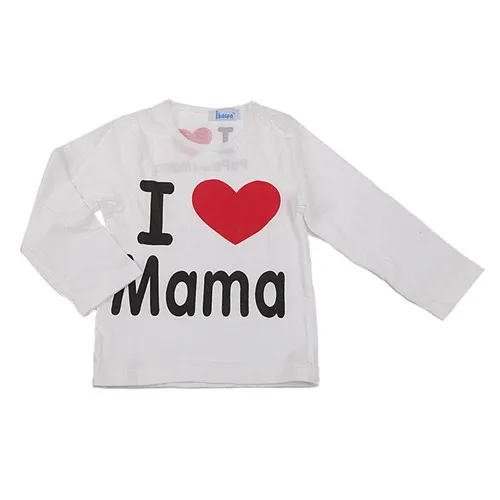 white-mama Футболки для девочек, детская одежда для новорожденных, рубашка для мальчиков и девочек, одежда с длинными рукавами, Детские футболки, 1 шт./партия, ABT-TX03-1P - Цвет: white-mama