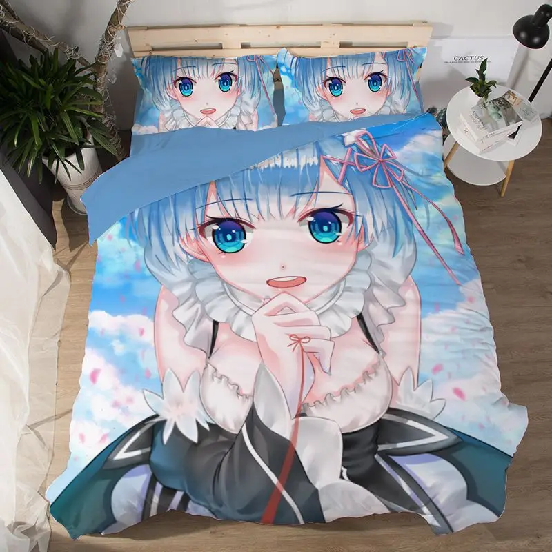 Rem 3D мультфильм постельное белье с аниме набор два размера пододеяльник двойной queen King Утешитель комплекты постельного белья Постельное белье(без простыни