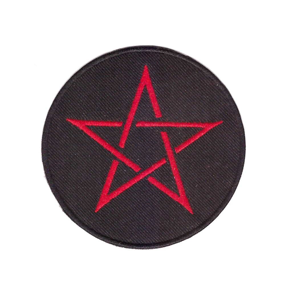Красная Пентаграмма вышитая нашивка Wicca Witchcraft дьявол утюгом на черном красном