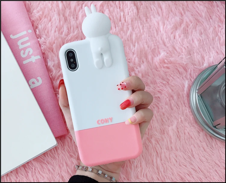 Cony papa Милый мультяшный 3D Мягкий силиконовый чехол для телефона, чехол для iPhone 6, 6s Plus, 7, 8 Plus, X, XR, XS Max, противоударный чехол, 7 Plus, 8 Plus, 6Plus - Цвет: Cony papa