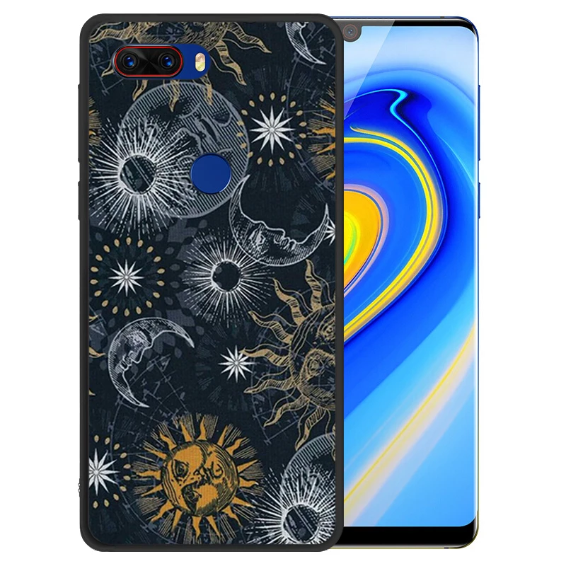 Мягкий силиконовый черный чехол для Nubia Z18 Mini прочный с принтом рисования |