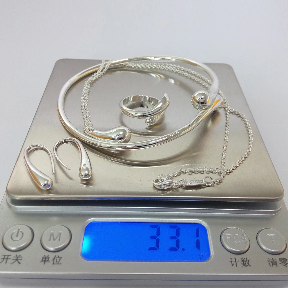 Большая рекламная акция S222 Серебряный Цвет капли воды Свадебные Ювелирные