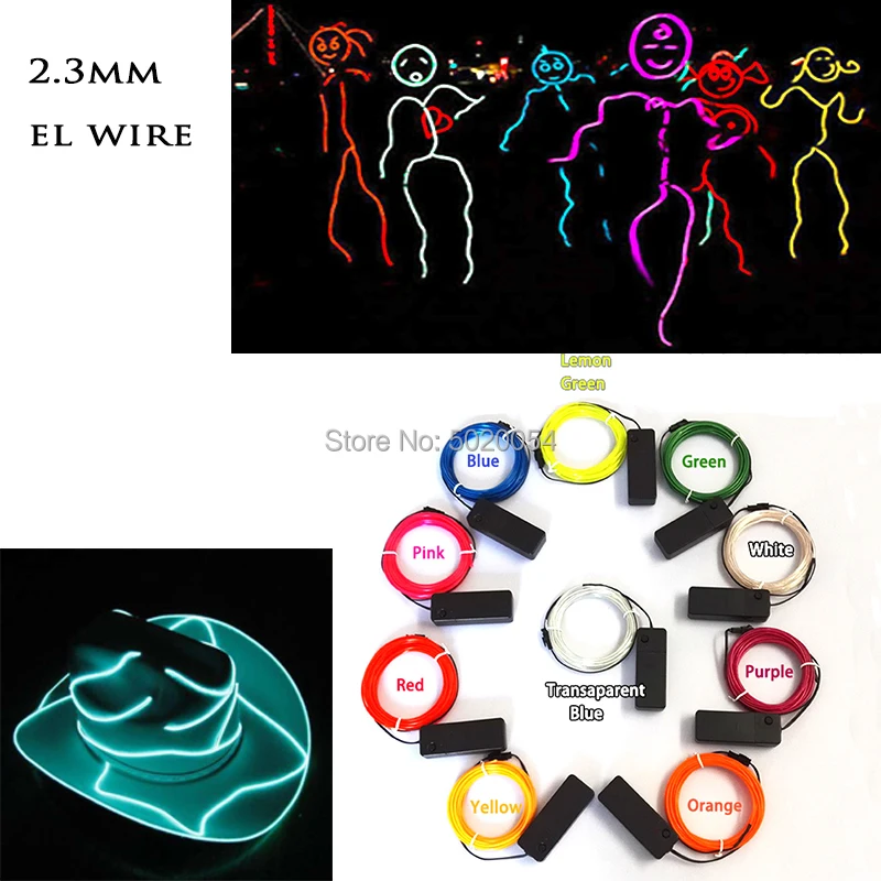 

Dia 2.3mm Flexible El wire Rope Tube Cable Light Neon Light Glow light line DC3V Controller Party Car Decoration