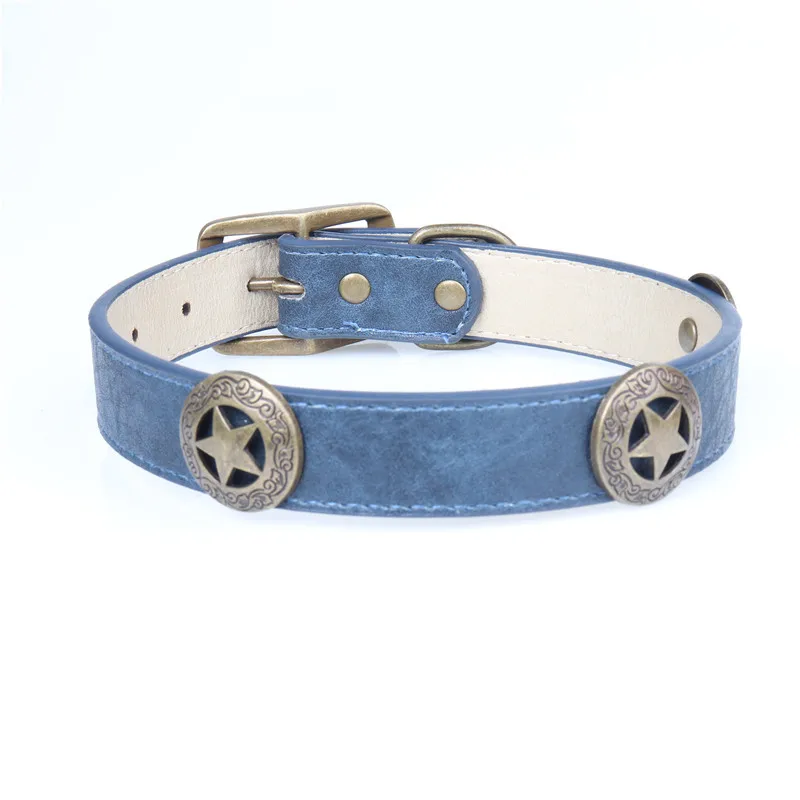 1 PCS Shield Pattern Cool Funny Pet Dog Collars Leather Durable Necklace 4 Colors for Small Dogs Accessories 913 | Дом и сад