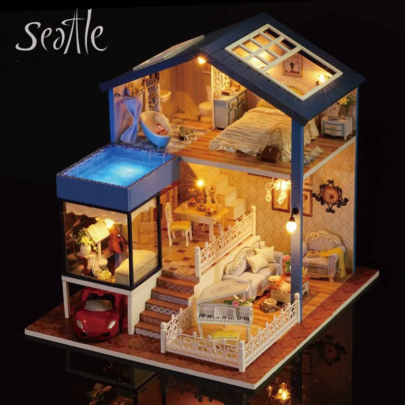 Cute Room KiWarm Exquisite Handmake DIY Doll House Miniature Model With Light Music Handcraft Gift Decoration Toys | Игрушки и хобби