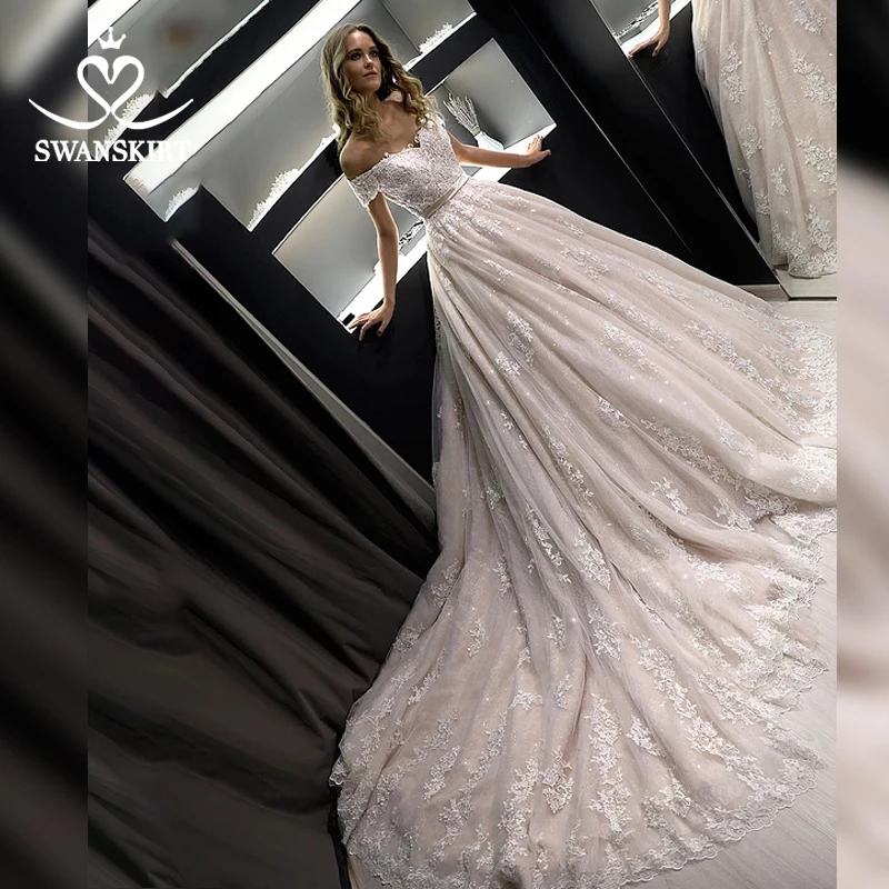Свадебное платье с открытыми плечами 2020 роскошная юбка Vestido de novia аппликацией из