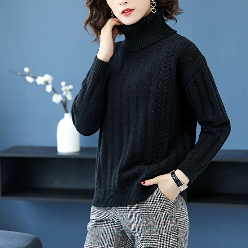 Women Thick Cashmere Sweater High Collar Pullovers Elegant Turtleneck Lady Warm Long Sleeve | Женская одежда
