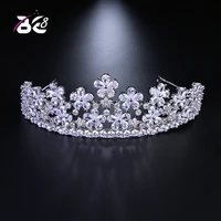be 8 2018 new stunning beautiful flower design clear cubic zirconia wedding tiaras and crowns women hair jewelry h117