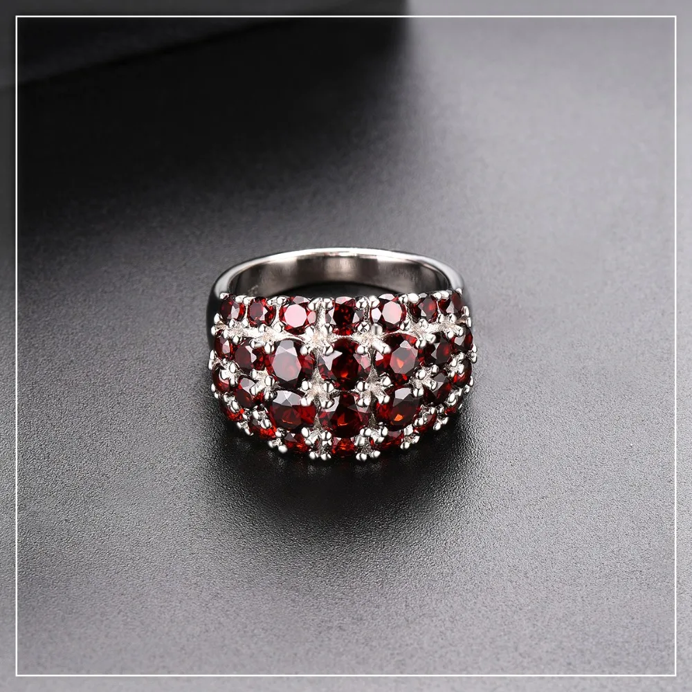 Hutang 4.56ct натуральный красный гранат обручальное кольцо 925 пробы серебро драгоценный камень Обручальные кольца Изысканные элегантные ювелирные изделия для женщин Новинка