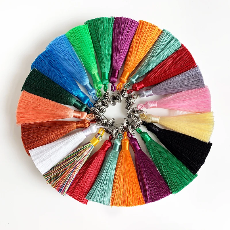 Ручной работы 18 цветов Длинные серьги с кисточками в богемном стиле черный