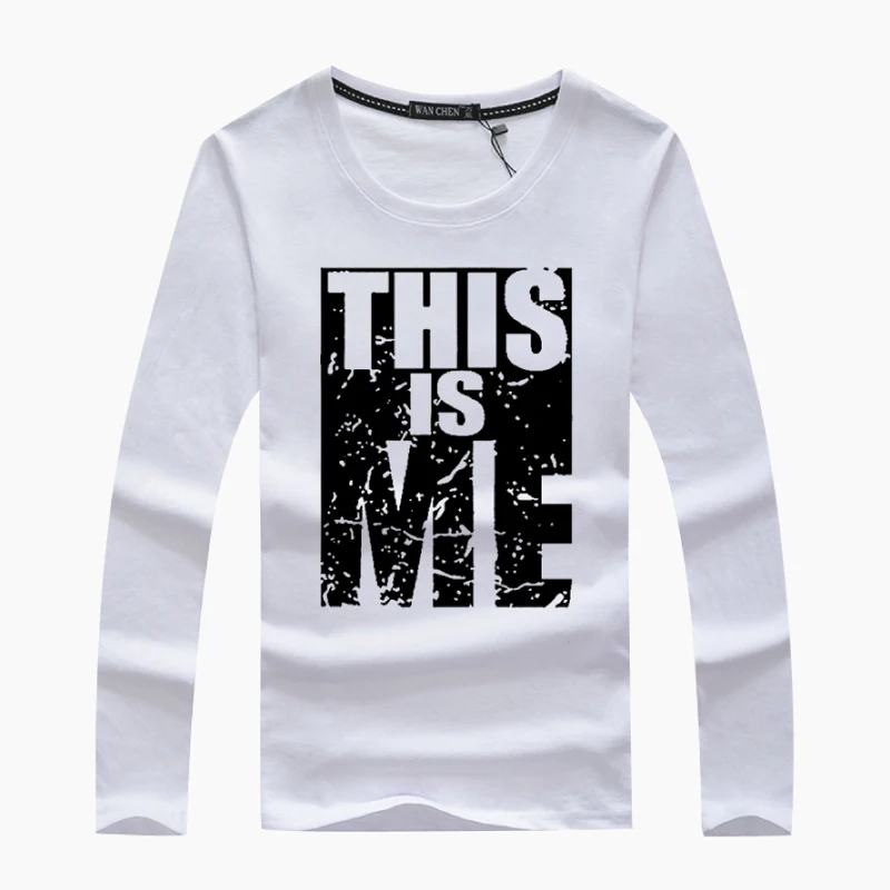Новинка 2017 мужские футболки с длинным рукавом чистый хлопок модная брендовая