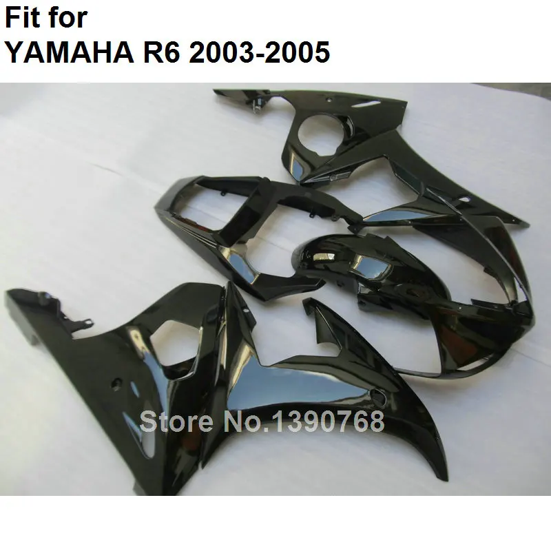 Запасные части для кузова мотоцикла Yamaha YZF R6 2003 2004 2005 глянцевый черный обтекатель
