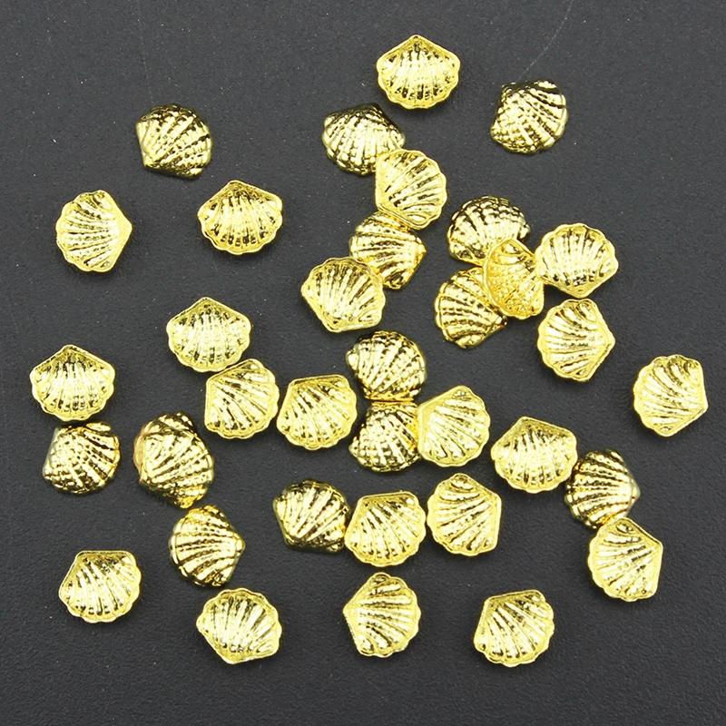 Blueness 50pcs Gold Alloy Shell Design Jewelry for Nail Art Supplies Adhesive Nails Manicure Stud PJ306|jewelry nails|nail jewelrynail art jewelry |