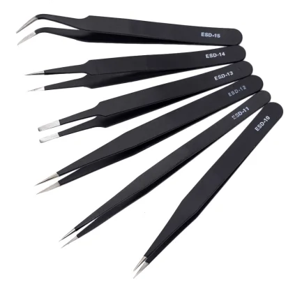 6pcs 1/6 шт. антистатические ESD пинцеты из нержавеющей стали инструменты для технического обслуживания промышленные прецизионные изогнутые прямые пинцеты Инструменты для ремонта - Цвет: 6pcs