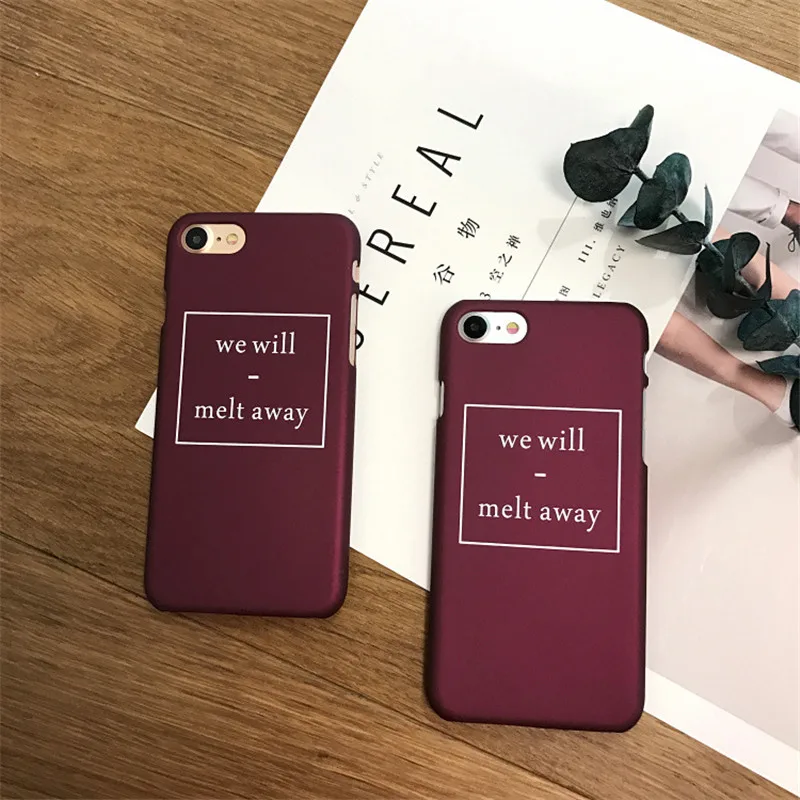 Новая мода Скраб Жесткий PC цвет красного вина чехол для iPhone 7 Plus 5 5S SE 6 S плюс письмо