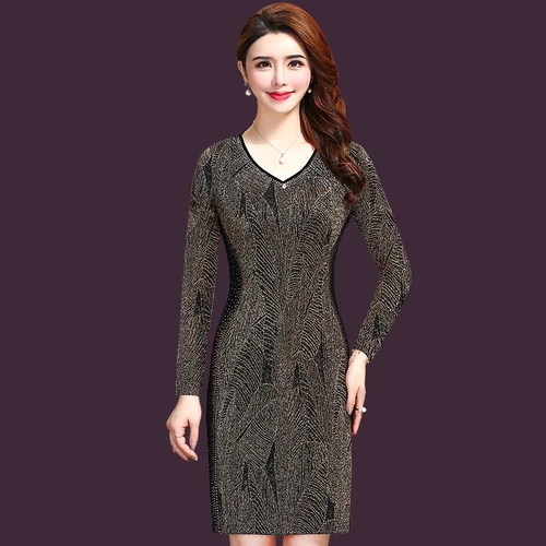 Осеннее женское платье в Корейском стиле Новое Стильное зимнее с v-образным