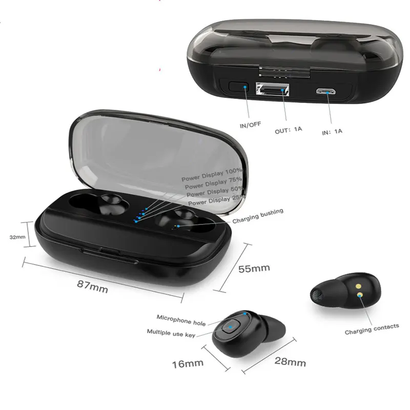 TIANENHUI Bluetooth наушники 5,0 TWS наушники шумоподавление Беспроводная гарнитура 6D стерео наушники микрофон 3000 мАч зарядная коробка