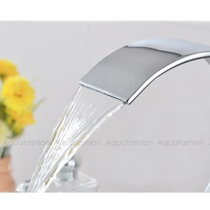 New Arrival Waterfall Faucet Cold and Hot Water Bathroom Curved Lavatory Faucets | Обустройство дома