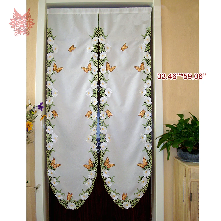 American style hollow floral butterfly embroidery finished door curtain half-curtain House decoration Partition 2017 gif | Дом и сад