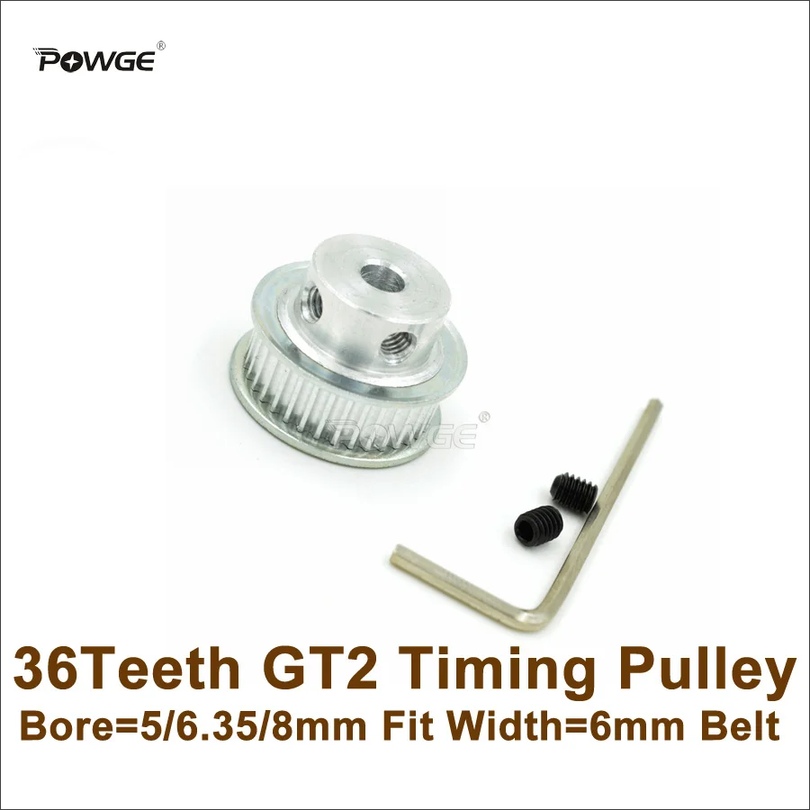 Шкив грм POWGE 36 зубьев 2 гт отверстие 5/6 35/8 мм подходит для ширины 6 открытый ремень т