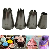 4 pcs large icing piping nozzle russian pastry tips baking tools cakes decoration set stainless steel nozzles cupcake