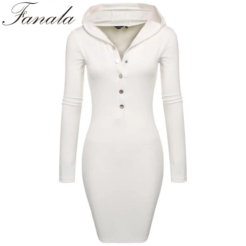 Платье Для женщин пикантные женские с капюшоном длинным рукавом Bodycon Slim Fit