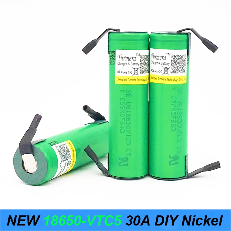 100% Оригинальные 30A разрядки 3 7 V US18650 VTC5 с DIY никель 2600mAh перезаряжаемые батареи для