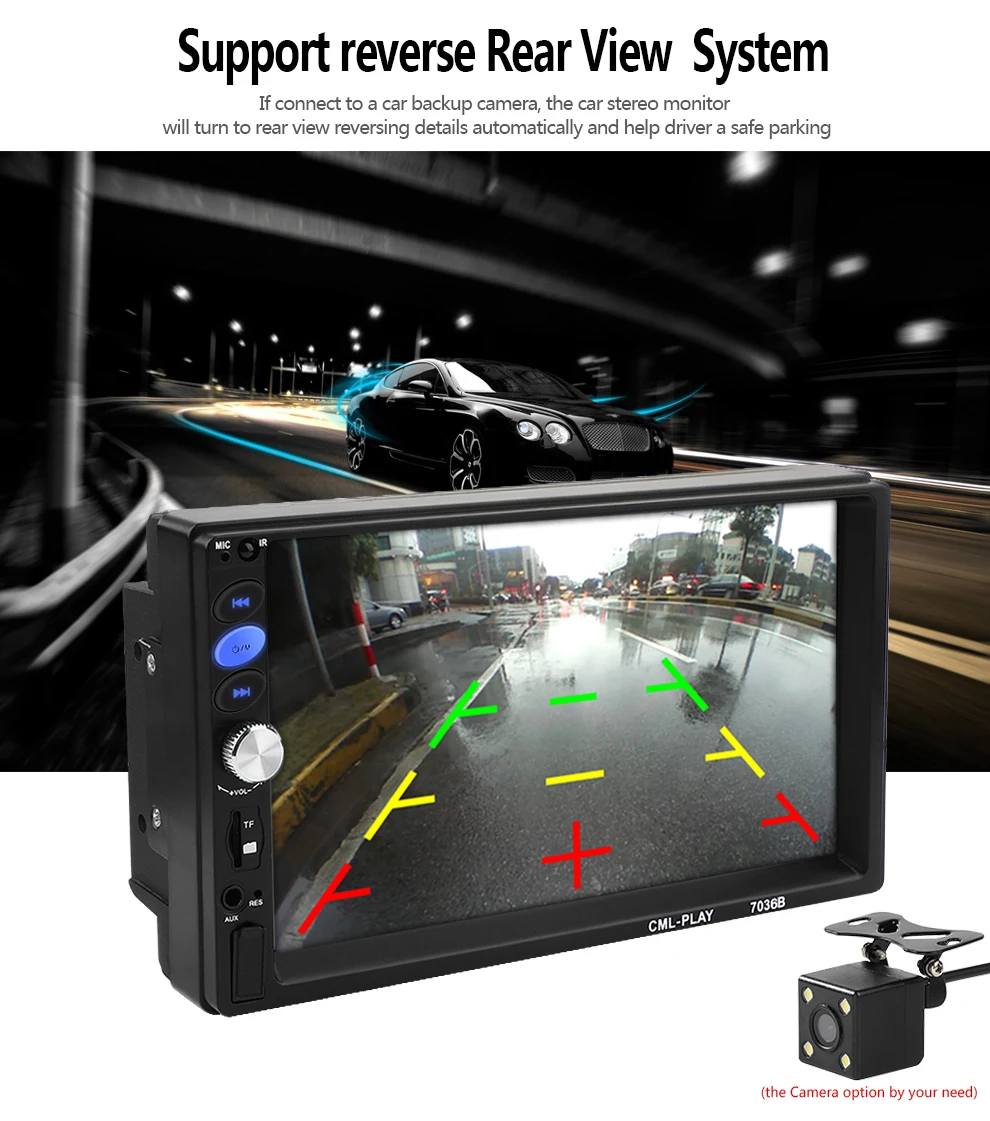 7036B 2din автомобильный радиоприемник 7 &quotсенсорный экран Mirrorlink Android проигрыватель