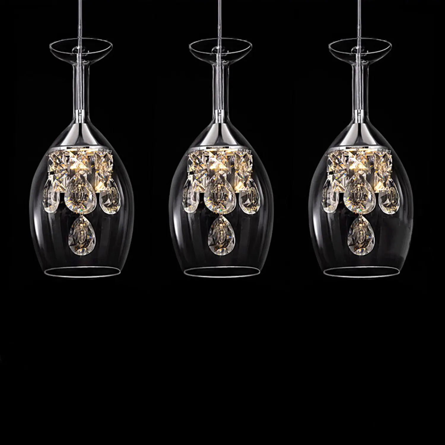 

Modern fashion dining room K9 Crystal 5w LED Chandelier DIY home decoration living room clear glass wine cup design lighting