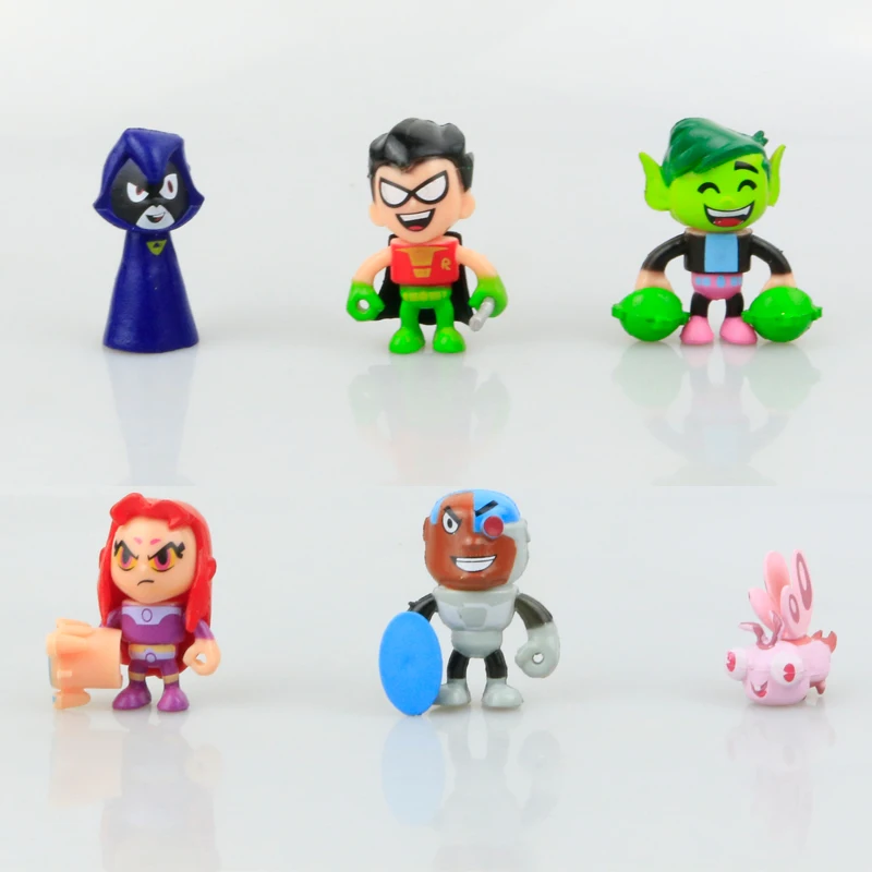 6 шт./компл. Робин Зверь Мальчик Ворон киборг Титанов Рисунок Игрушки Teen Titans Go