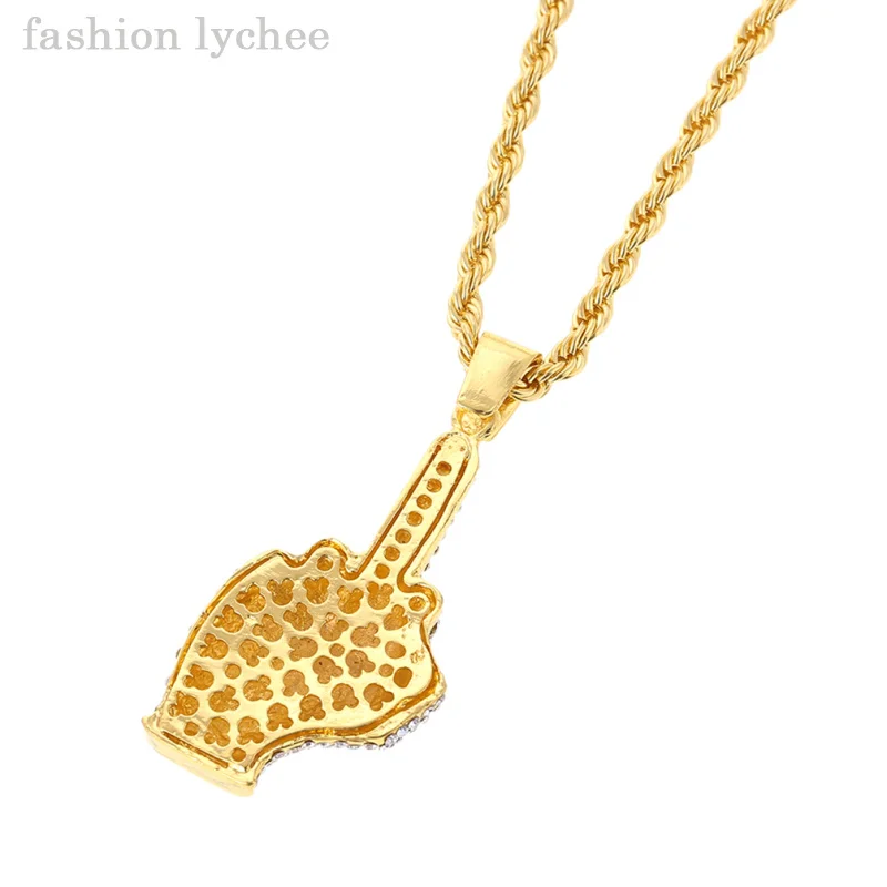 Модное креативное ожерелье lychee с кулоном среднего пальца в стиле хип хоп