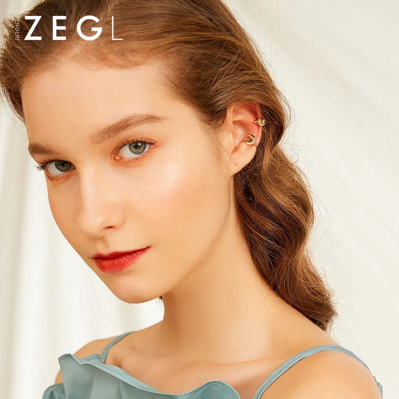 Женские серьги клипсы ZEGL маленькие ручной работы колечки для