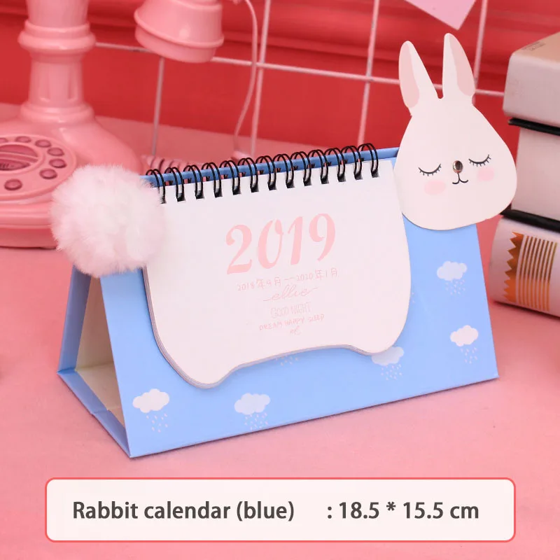 blue Год поросенок DIY мультфильм мини настольная бумага календарь ежедневный планировщик стол планировщик Годовая программа блокнот-Органайзер - Цвет: blue