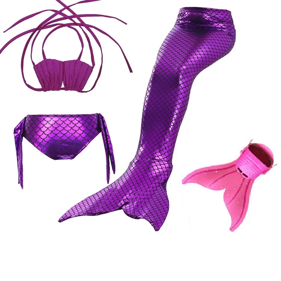 Костюм с хвостом русалки для девочек монофонический Русалки детский купальный