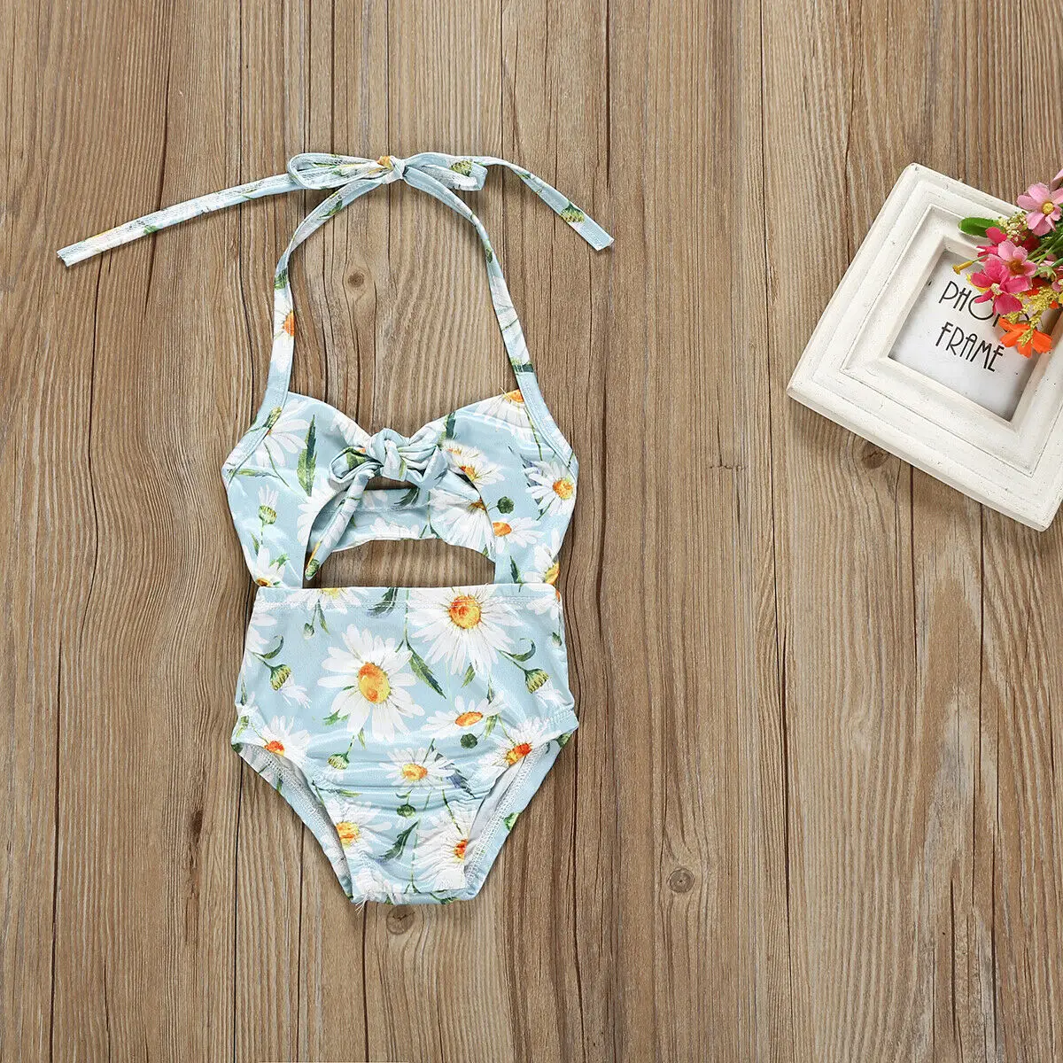 New Summer Kids Baby Girl Floral Romper Newborn Babies Girls Sleeveless Backless Blue Swimwear Outfits Bathing One-Pieces | Мать и