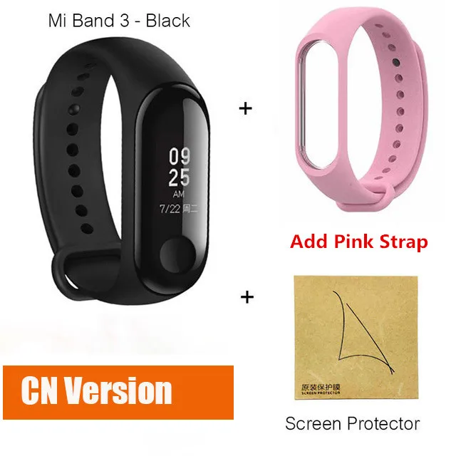 CN pink film Xiaomi mi Band 3 умный фитнес-браслет трекер Смарт-часы браслет OLED тачпад монитор сна Пульс mi Band 3 - Цвет: CN pink film