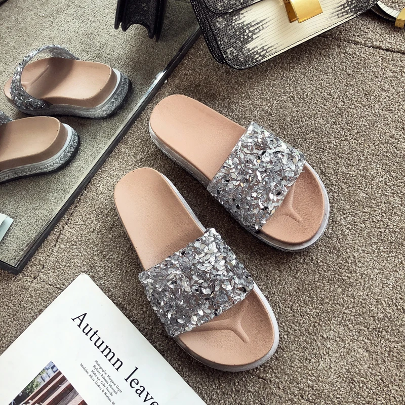 BeautyFeet/женские шлепанцы со стразами; яркие шлепанцы; летние пляжные шлепанцы со стразами; модная женская обувь на плоской подошве