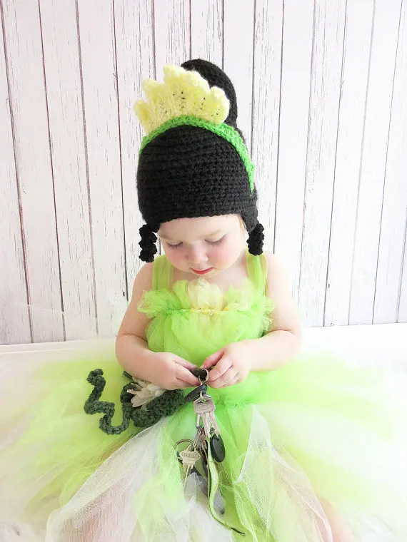 baby Photo Prop Halloween wig costume Princess Tiana inspired / hat and the Frog 6month- adult free shipping | Детская одежда и
