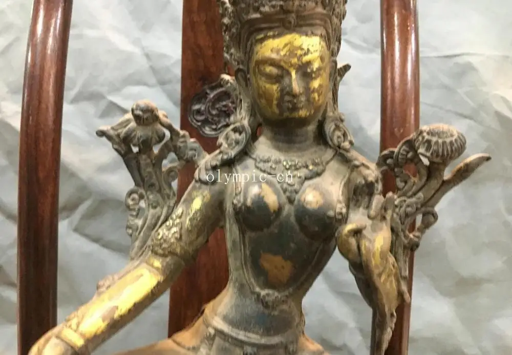 13''Pure red copper Lotus base seat tibetan buddhiam buddha Green Tara Guanyin | Дом и сад