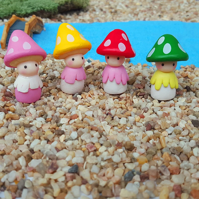 BUF 4 Шт./компл. Микро Пейзаж Украшения маленький Гриб Куклы Статуя Милый Смолы