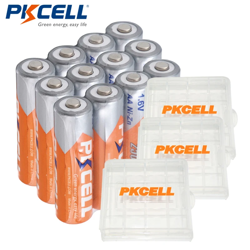 12 шт. PKCELL NIZN батарейки типа АА 1 6 V 2500mWh Ni Zn Перезаряжаемые Батарея + 3 Коробки для