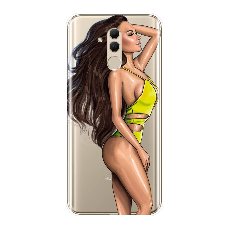 Чехол для телефона Huawei Mate 20 10 9 Pro черный сексуальная девушка летняя Мягкая