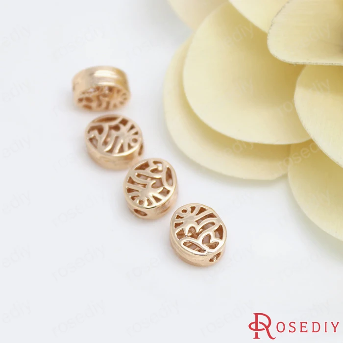 

12PCS 8x9MM 24K Champagne Gold Color Plated Brass Oval Spacer Beads Bracelet Beads High Quality Diy Jewelry Accessories