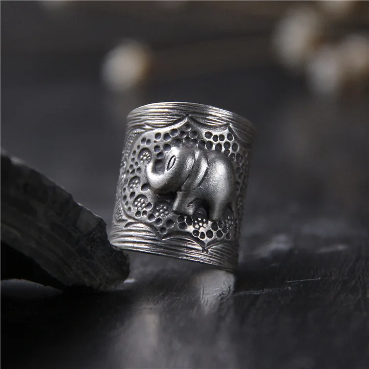 

2018 Time-limited Top Fashion Anel Feminino 925 Sterling Elephant Ring Thai Do Old Men And To Restore Ancient Ways Openings