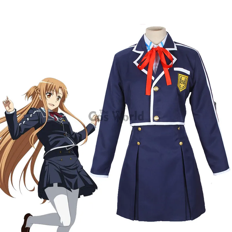 Школьная Униформа Sword Art Online SAO Yuuki Asuna пальто рубашка юбка Аниме наряд