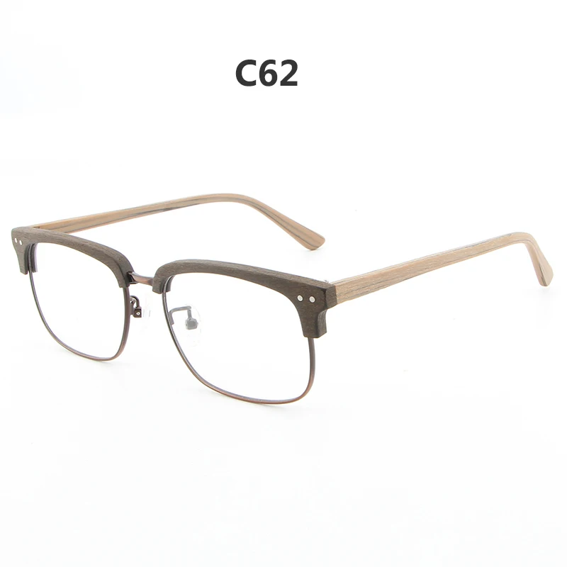 coffee brown C62 AZB, оптические очки, оправа из натурального дерева, полуоправа, прозрачные очки, деревянные очки для близорукости/дальнозоркости, оправы для очков по рецепту oculos - Цвет оправы: coffee brown C62