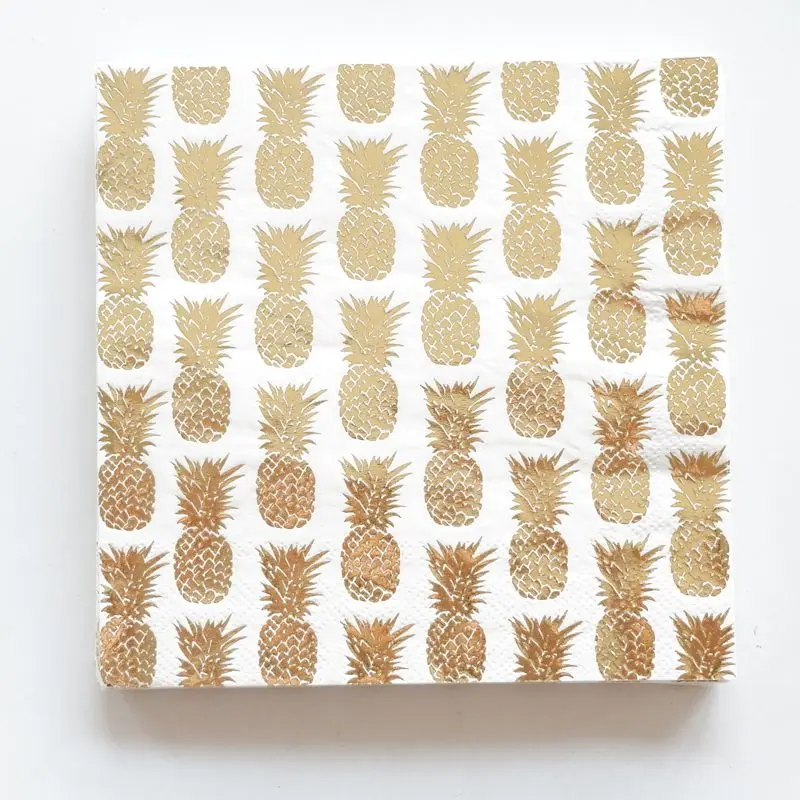Pineapple 20 шт./партия, бумажные салфетки из серебряной фольги для напитков Yay праздничные и вечерние салфетки для декупажа 33 см* 33 см - Цвет: Pineapple