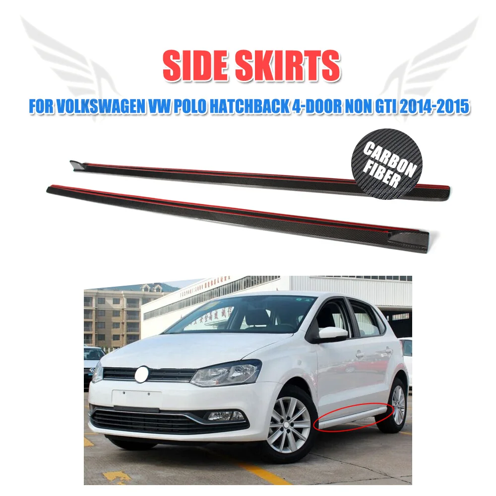 Углеродное волокно боковые юбки расширение тюнинг-пакет для Volkswagen VW Polo MK6 Хэтчбек 4-дверный Non-GTI